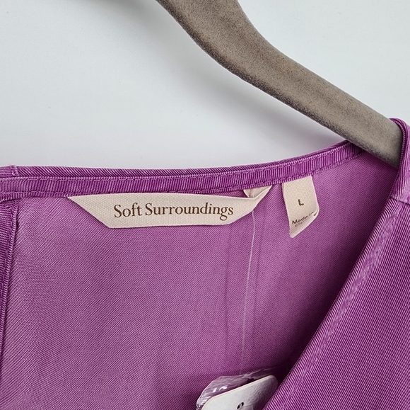 Soft Surroundings Cusabo‎ In Tencel Pintuck Blouse Iris Orchid Purple NEW - Picture 9 of 13